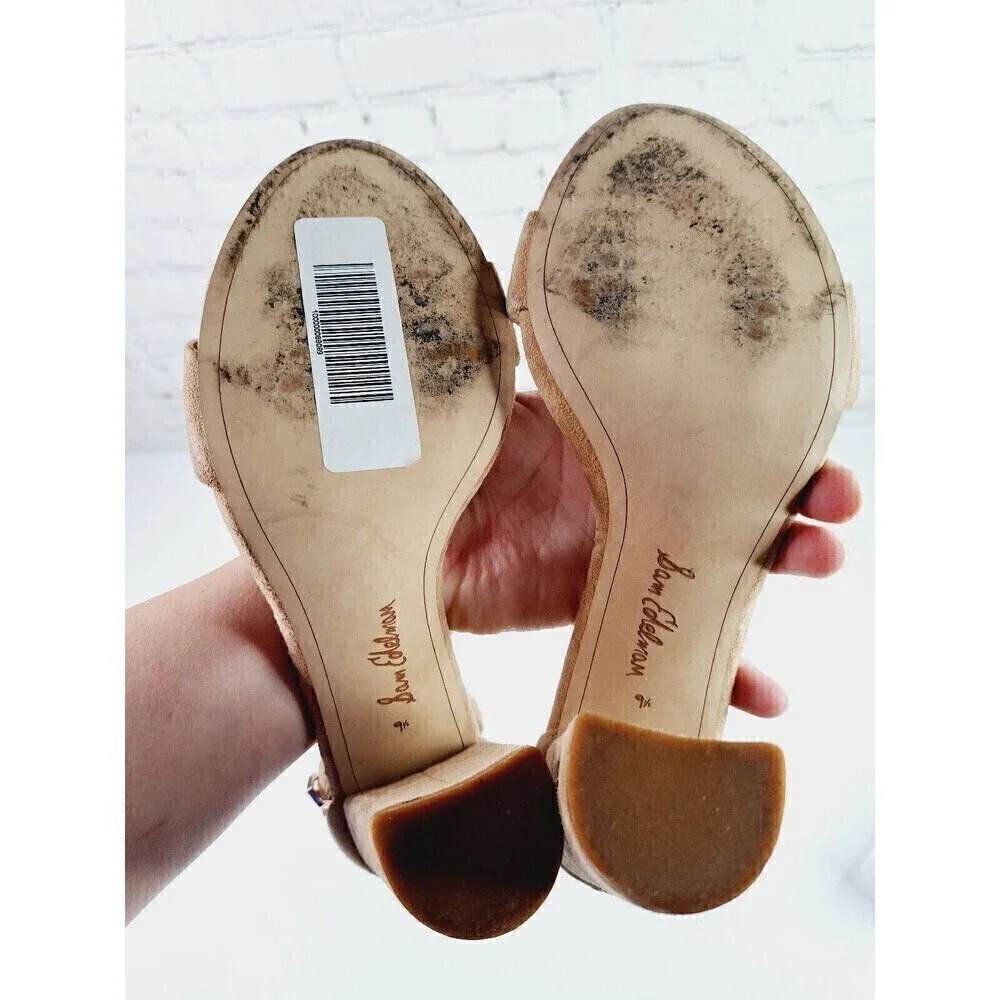 SAM Edelman Sandals Womens 9.5 M Yaro Heels Ankle Strappy Tan Leather - Picture 8 of 8